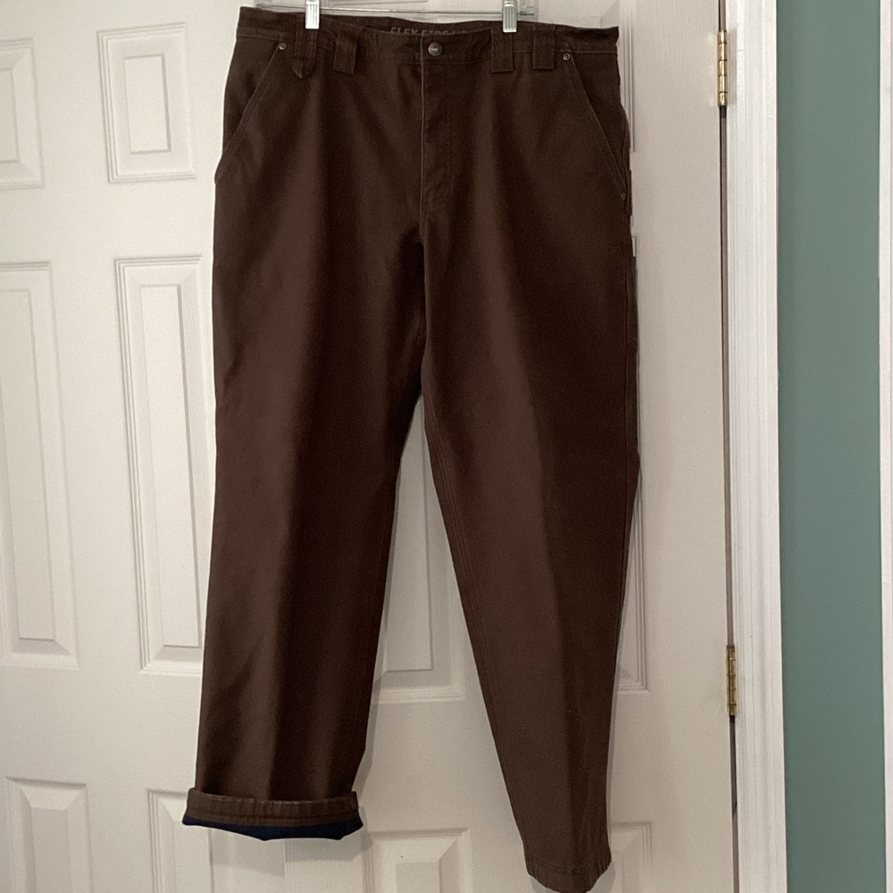 Duluth Trading Co Men's Dark Brown fleece lined firehouse cargo pants